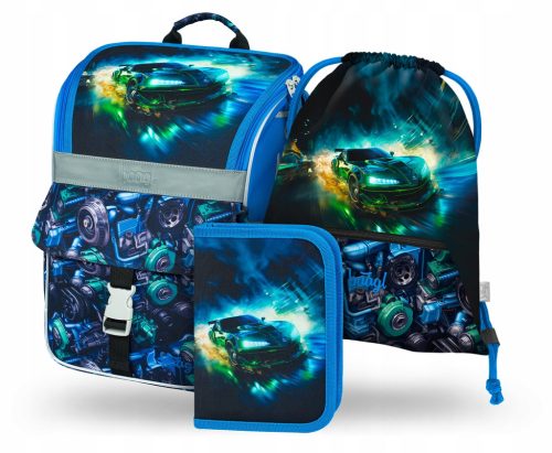 Schulset Zippy Rennauto: Ergonomischer Ranzen, Mäppchen & Schuhtasche