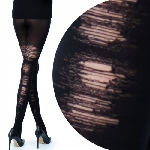 Fenome LuSi02 gemusterte Strumpfhose 40den schwarz Nero Größe 3/4
