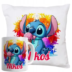    LILO UND STICH STITCH BECHER- UND KISSENSET ALS GESCHENK MIT NAMEN