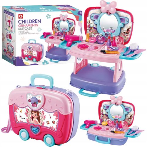  SCHNEIDETISCH-SET SCHÖNHEITSSALON 3-IN-1-KOFFER FÜR EIN MÄDCHEN MIT SPIEGEL
