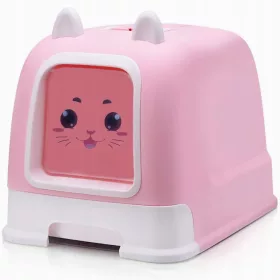    GROßES, GESCHLOSSENES KLEINES TABLETT MIT OHREN UND SCHUBLADE FÜR EINE KATZE, FILTER + KOSTENLOSE SCHAUFEL