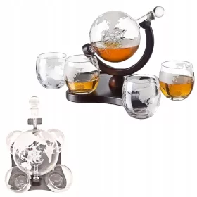    Whiskey-Set, Globus-Karaffe, 850 ml, Schiffsgläser, Geburtstagsgeschenk