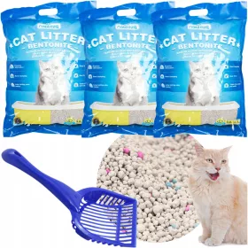    3X BENTONIT-KATZENSTREU FÜR LIT-TABLETT 3,8L CLUMBING ZITRONE + SPATEL