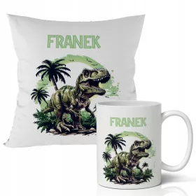    GESCHENK FÜR EINEN JUNGEN – BECHER + KISSEN-SET – VERSCHIEDENE DINOSAURIER-MUSTER