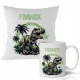  GESCHENK FÜR EINEN JUNGEN – BECHER + KISSEN-SET – VERSCHIEDENE DINOSAURIER-MUSTER