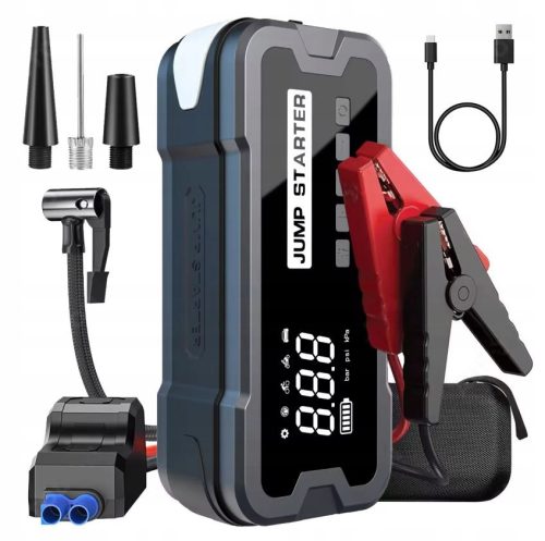  Starker Starthilfe-Booster, 150 W, Powerbank-Pumpe, 24.000 mAh + Klemmen