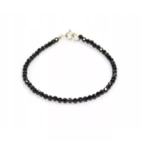  Armband mit natürlichen schwarzen SPINELL-Kugeln, 3 mm