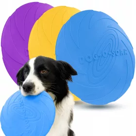  Set mit 3x Wurfscheiben-Frisbee-Beißring für Hunde