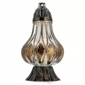  Flavia schwarze und goldene Glaskerze, groß, 36 cm