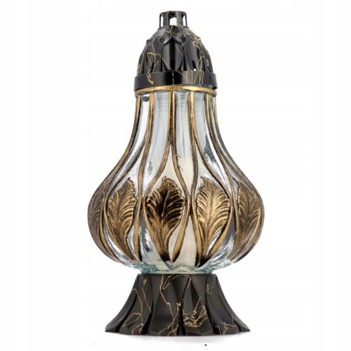  Flavia schwarze und goldene Glaskerze, groß, 36 cm