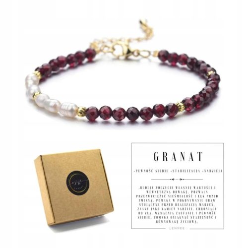 Damenarmband mit NATURSTEINEN – PERLEN – GRANIT + Box