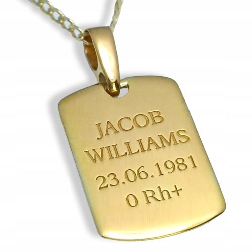  GOLDENE ERKENNUNGSMARKE MINI 585, EXKLUSIVES GESCHENK FÜR SOHN, VATI, EHEMANN
