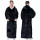  DECKEN-SWEATSHIRT Übergroßes warmes, dickes DECKEN-SWEATSHIRT 2in1 XXL SCHWARZ Pelziger Kapuzenpullover