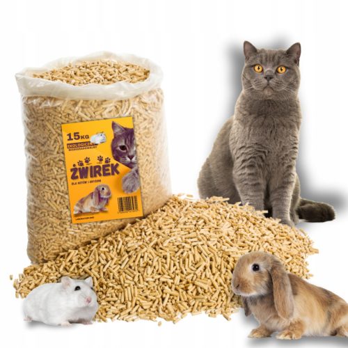  Holzstreu für Katzen, Kaninchen, Nagetiere, 15 kg Holzpellets