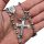  Silberne Rosenkranz-Halskette mit Kreuz, Herrenkette aus Stahl