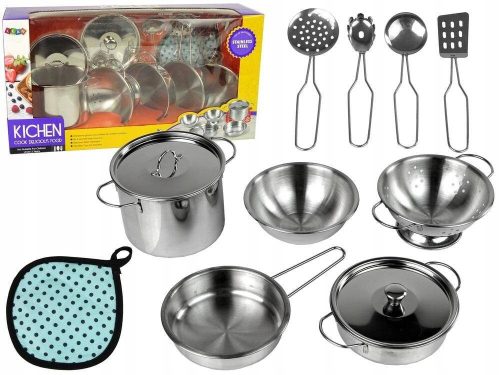  Set aus Edelstahl-Küchentöpfen für Kinder