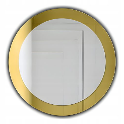  SPIEGEL fi 100 cm RUND GOLD MIT SILBER ELEGANT OHNE RAHMEN GESCHLIFFEN