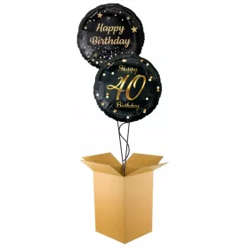    SET 2 X HELIUMBALLON 40. GEBURTSTAG SCHWARZ Geschenk in einer Box
