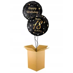    SET 2 X HELIUMBALLON 18. GEBURTSTAG SCHWARZ Geschenk in einer Box