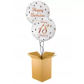    Set mit 2 x Heliumballons zum 18. Geburtstag in Weiß, Geschenk in einer Box
