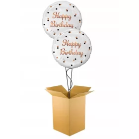    Set mit 2 x mit Helium gefüllten Geburtstagsballons in Weiß als Geschenk in einer Box