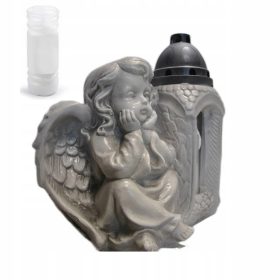  GIPSKERZE GRABDEKO MIT ENGEL GROSSE FIGUR GRABVERZIERUNG