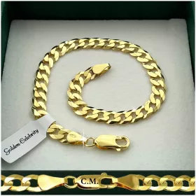    DAMEN-GOLDARMBAND 925/585 STERLINGSILBER 21 cm/6 mm DICK + KOSTENLOSE GESCHENKE