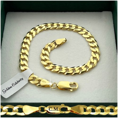  DAMEN-GOLDARMBAND 925/585 STERLINGSILBER 21 cm/6 mm DICK + KOSTENLOSE GESCHENKE