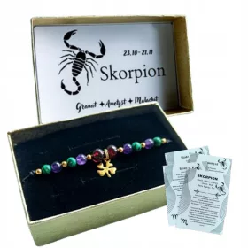 Armband Sternzeichen Skorpion Natursteine Goldklee 234G