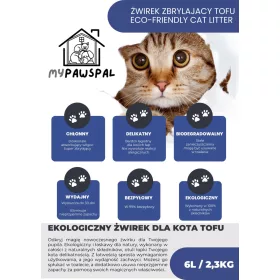    MyPawsPal 3x klumpendes, natürliches, umweltfreundliches Katzenstreu, Öko-Tofu