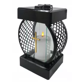  LATERNENRAD RATAN KLEIN SCHWARZ / MILCHKREUZ 1 STÜCK