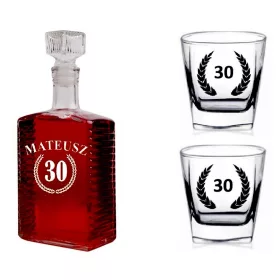  GRAVIERTE KARAFFE MIT 6 GRAVIERTEN WHISKY-GLÄSERN