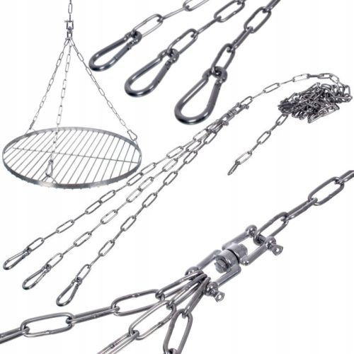  EDELSTAHLKETTE FÜR AUFHÄNGER RUND INOX GITTER FÜR GRILL Ø60-80 cm