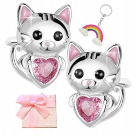  Silberne Katzenohrringe für Mädchen und Kinder