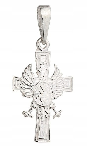  Silberner Patriotischer Kreuzanhänger mit Adler und Jungfrau Maria PR 925