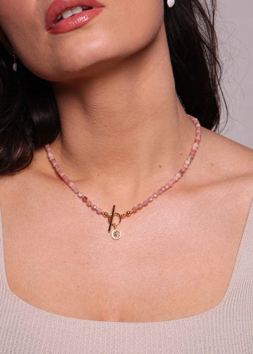  Rhodochrosit-Knebelkette mit Anhänger