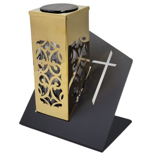  LED-Solarkerze Exklusive elegante Goldlaterne aus Pariser Stahl 25,5 cm