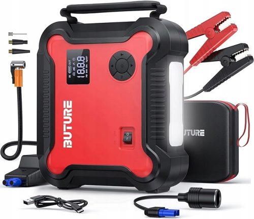  BuTure 4-in-1-Auto-Starthilfe mit tragbarem Kompressor 3500 A 27000 mAh