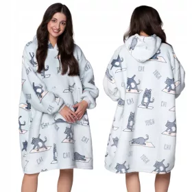    DECKEN-SWEATSHIRT Übergroßes, warmes, dickes DECKEN-SWEATSHIRT 2in1 XXL-Katzenpelz-Hoodie