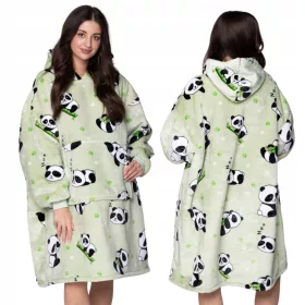    DECKEN-SWEATSHIRT Übergroßes, warmes, dickes DECKEN-SWEATSHIRT 2in1 XXL PANDA-Pelz-Hoodie