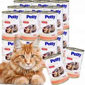    PETTY CAN NASSFUTTERSTÜCKE FÜR KATZEN MIT RINDFLEISCH IN SAUCE 415G