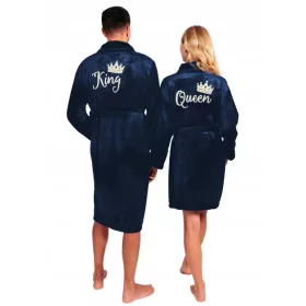    SET BADEMANTEL FÜR EIN PAAR MIT STICKEREITER BADEMANTEL ALS GESCHENK, MARINEBLAU