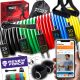 Set mit 5 Übungsbändern, Fitness-Trainingsgummiband bis 100 kg + 5 Griffen