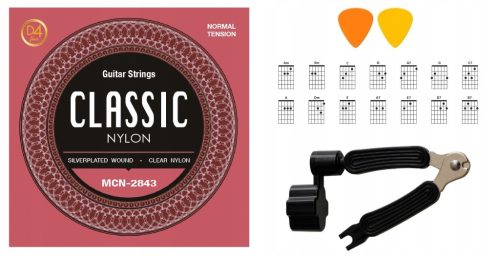  KLASSISCHE GITARRENSAITEN MIT ERSATZ-D4-SAITE + KURBEL MIT CUTTER + !