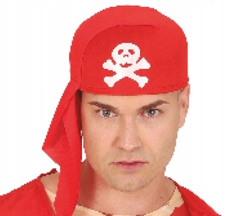  Roter Piraten-Bandana-Hut mit weißem Totenkopf