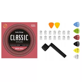    KLASSISCHE GITARRENSAITEN MIT ERSATZ-D4-SAITE + KURBEL + PICKS + KOSTENLOSE GESCHENKE