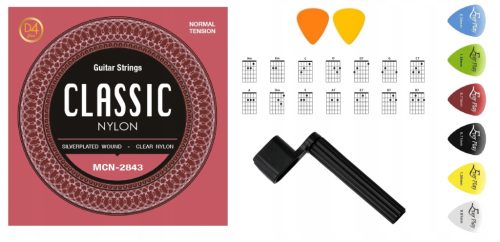  KLASSISCHE GITARRENSAITEN MIT ERSATZ-D4-SAITE + KURBEL + PICKS + KOSTENLOSE GESCHENKE