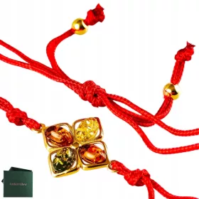    GOLDARMBAND an einer Schnur mit Bernstein, VERGOLDETES SILBER AG 925, WUNDERSCHÖN