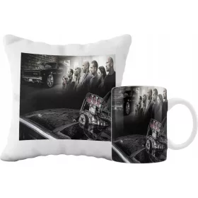    BECHER- UND KISSENSET FAST AND FURIOUS FILM-GESCHENKIDEENMUSTER