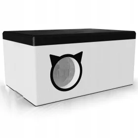    HAUSHAUSBETT KATZENBETT FÜR DEN WINTER, ISOLIERT FÜR ZWEI KATZEN + VORHANG